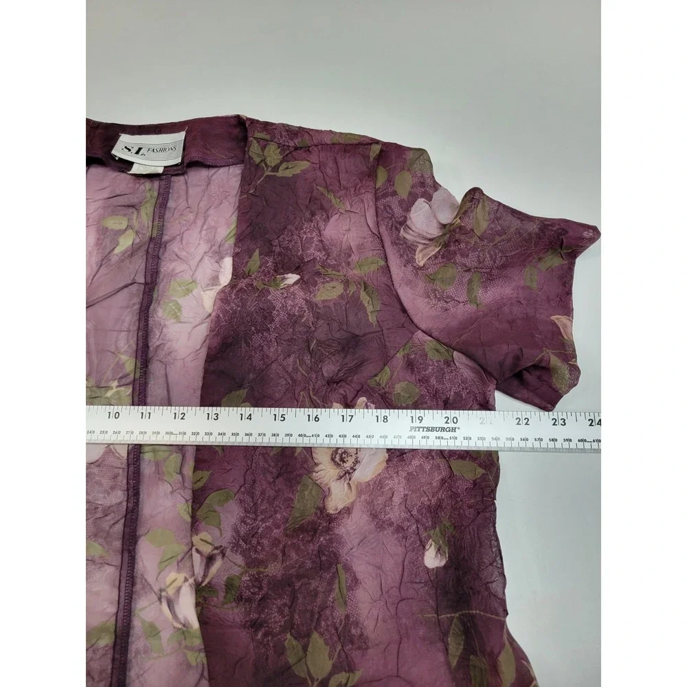 S.L. Fashions Purple Sz 12 Floral Jacket Dress 2 Piece Women Midi Chiffon Formal